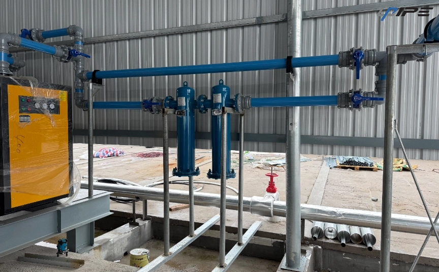 Sistema de tuber&iacute;as de aire comprimido de aluminio para l&iacute;neas de producci&oacute;n de f&aacute;bricas textiles